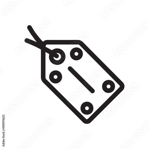 Price tag icon with perforated holes and string attached for sale labels