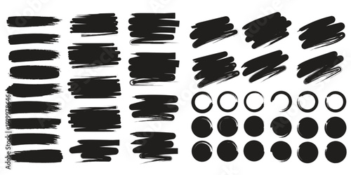 Set of abstract paint brush stroke and grunge banner. Vector ink splash, splatter and watercolor spray for social media template. Decoration element, shape or creative graphic art background. EPS 10