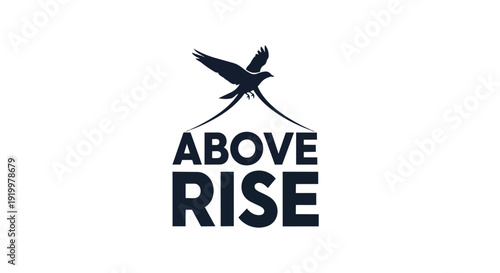 Dynamic soaring bird emblem over bold typography presenting an upward journey concept a powerful visual for growth and aspirational branding