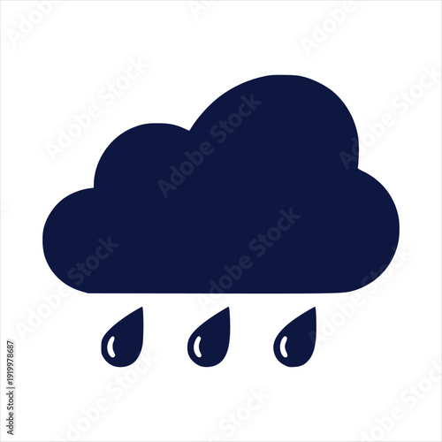 Dark Blue Rain Cloud with Falling Drops Weather Forecast Icon Vector