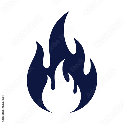 Dynamic Dark Blue Flame Icon Stylized Fire Symbol Energy Heat Vector Graphic