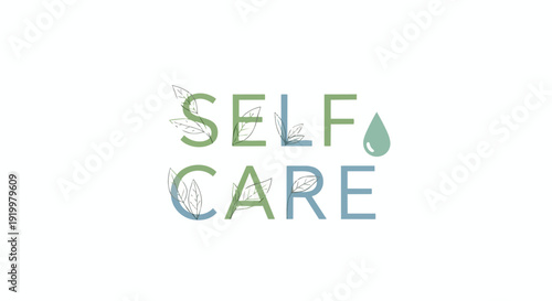 An artistic representation of essential self-care, integrating natural elements like leaves and vital hydration, promoting mindful living and