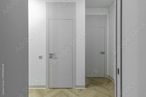 Modern Grey Interior Doors with Vertical Grooves