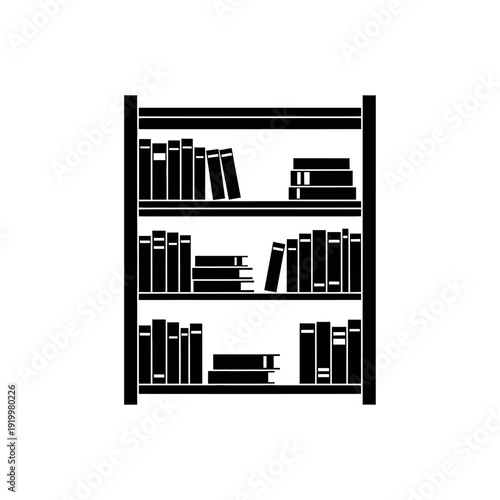 Bookshelf with many books in a library or home setting.