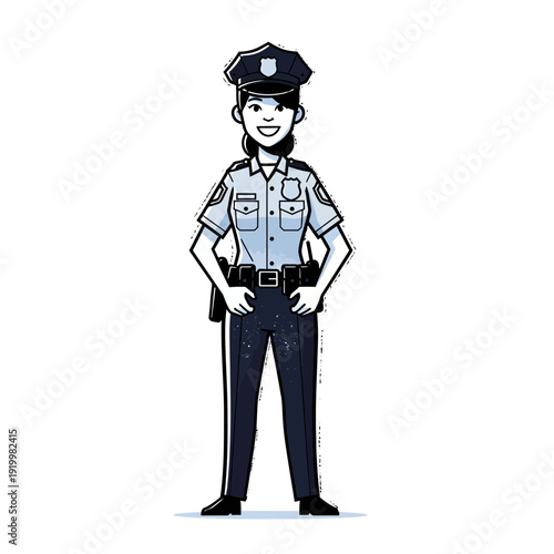 Smiling Female Police Officer Standing Confidently