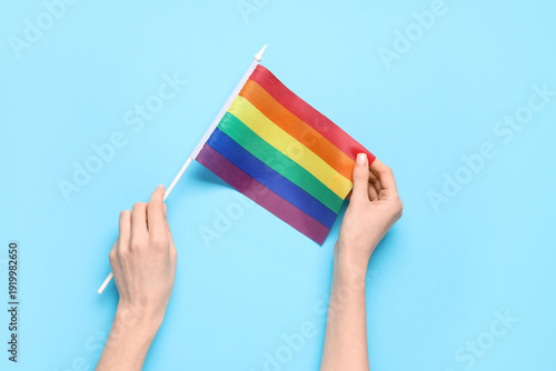 Female hands with rainbow f...