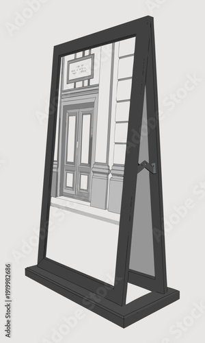 Elegant Sandwich Board Displaying Architectural Drawing.