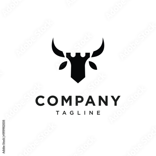 Castle Bull Head Logo Icon Vector