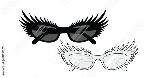 Pair of stylish sunglasses featuring unique decorative wings on the frames available in both black and silver options.