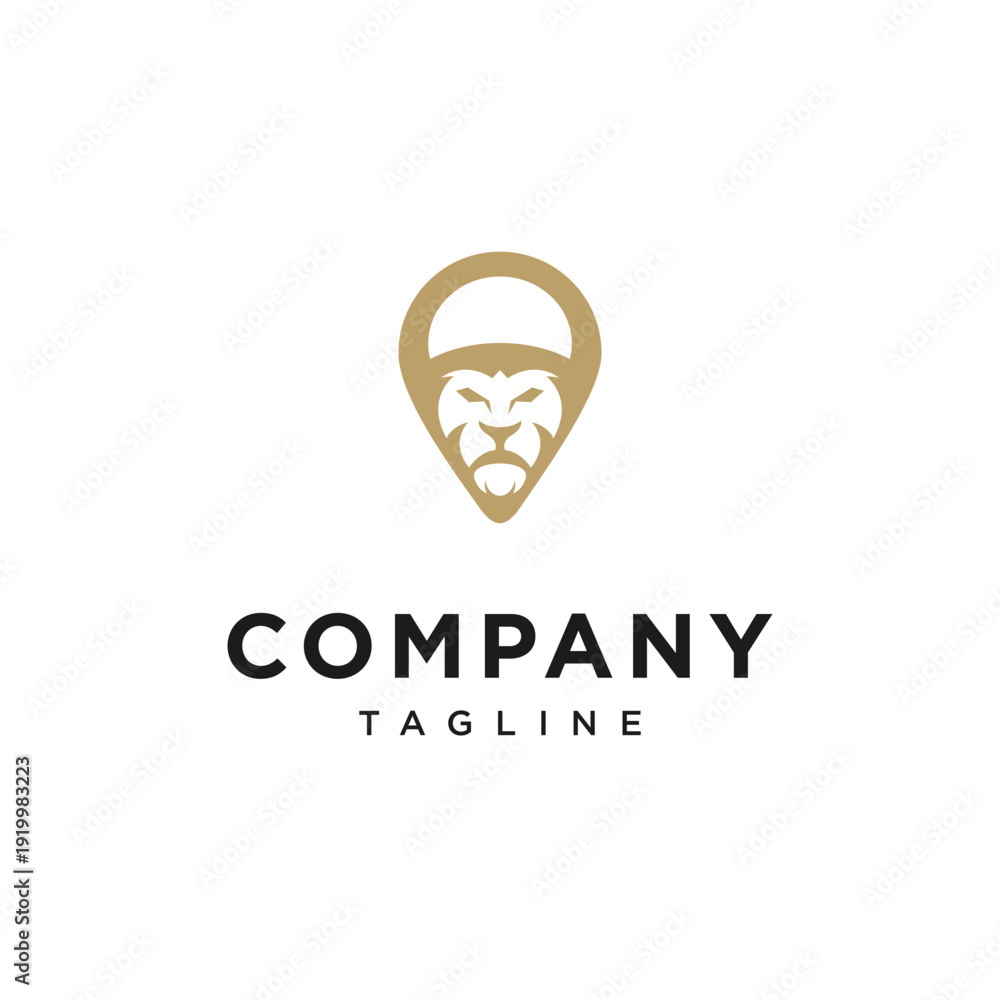 Obraz premium Lion Pin Simple Logo Icon Vector