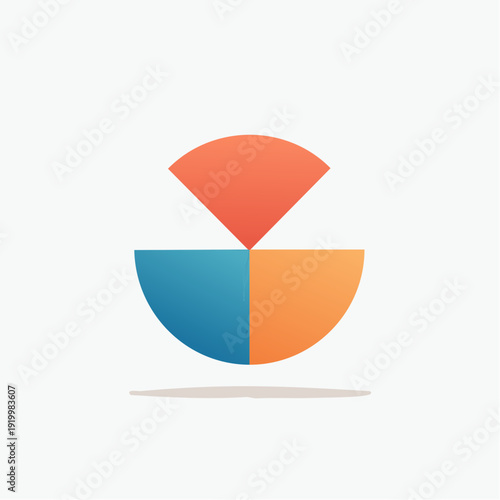 Abstract circular graphic design with three segments representing growth and progress