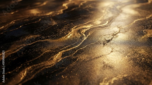 Luxury black marble texture with gold veins, elegant dark stone background with golden liquid swirls, premium kintsugi style mineral surface