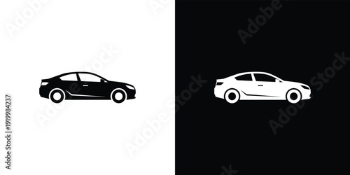 Black and white car silhouettes on split color background split background 2