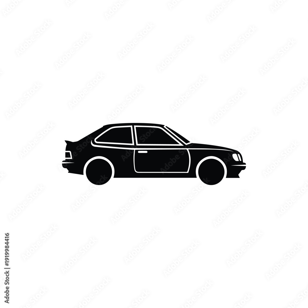 Fototapeta premium Black silhouette of a two door car vehicle