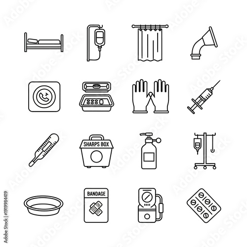 Medical and Hospital Icons Set for Healthcare and Medicine.