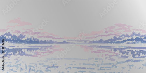 colored pencil landscape sunrise. Hand painted nature view with Acacia trees. Beautiful safari scene for wedding invitation pre-made card design.