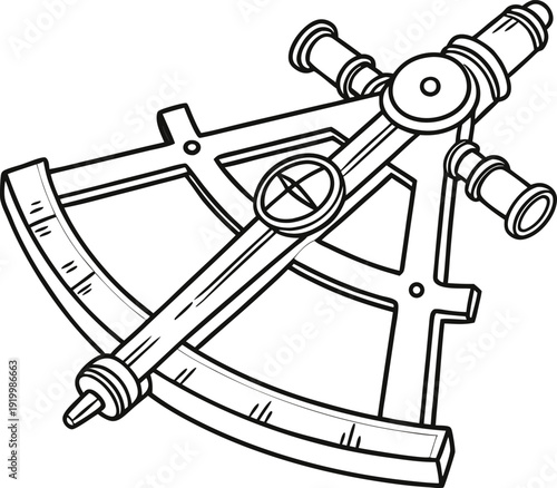 Fotografía Black and white of a navigational sextant instrument