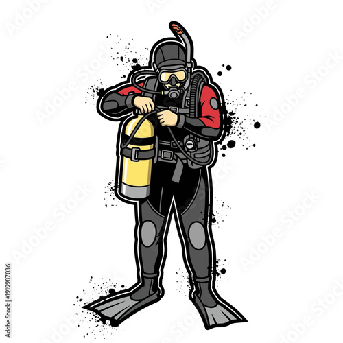Scuba Diver Preparing Equipment