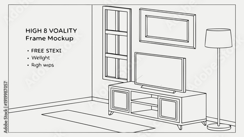 Minimalist Living Room Frame Mockup Clean Lines and Modern Design.