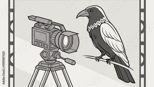 Ravens CloseUp A Bird and Camera in Focus.