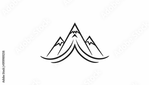 Minimalist Mountain Peak Logo Design, Abstract Geometric Peaks, Nature Symbol
