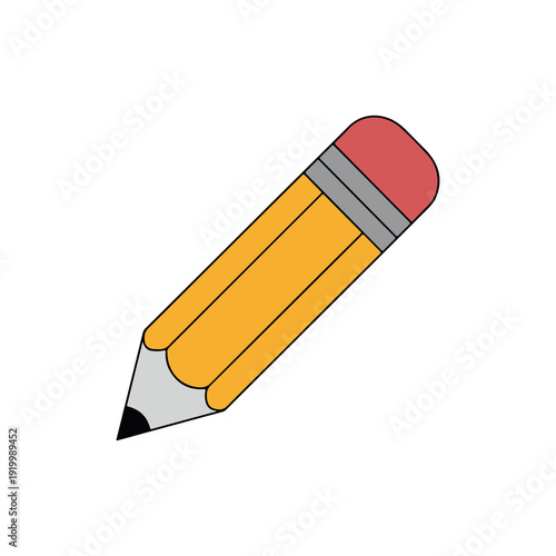Yellow pencil with pink eraser illustration on white background