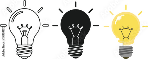 Light bulb idea illustration, creativity inspiration artwork, innovation concept design tribute, problem-solving graphic, bright thinking symbol, progress imagination flat vector illustration