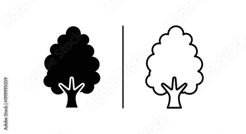 Black and white tree illustration with double exposure effect, vector design Vector