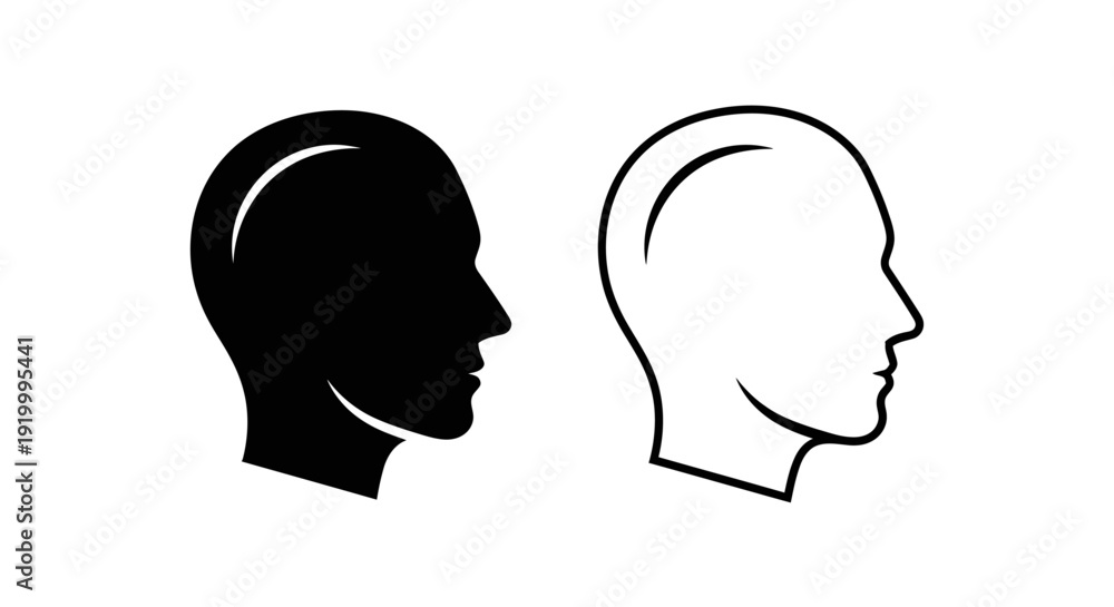 custom made wallpaper toronto digitalMinimalist black and white silhouette of two faces, profile view, simple design Vector