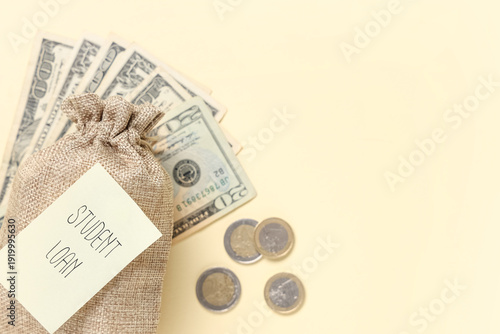 Bag with money and STUDENT ...
