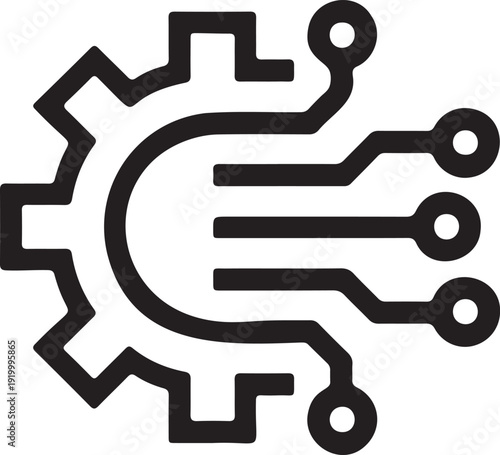 Digital Gear Circuit Icon Modern Tech Engineering Symbol