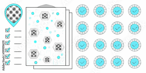 Abstract representation of a building with many circular elements
