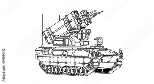 Military Missile Launcher Vehicle, Armored Vehicle with Rocket System, Defense Technology
