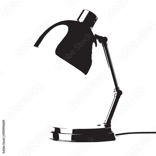Black Night study lamp Silhouette Vector, High Quality Illustration on White Background