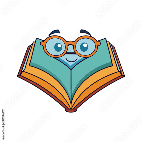 Cute cartoon open book character for National Book Lovers Day poster