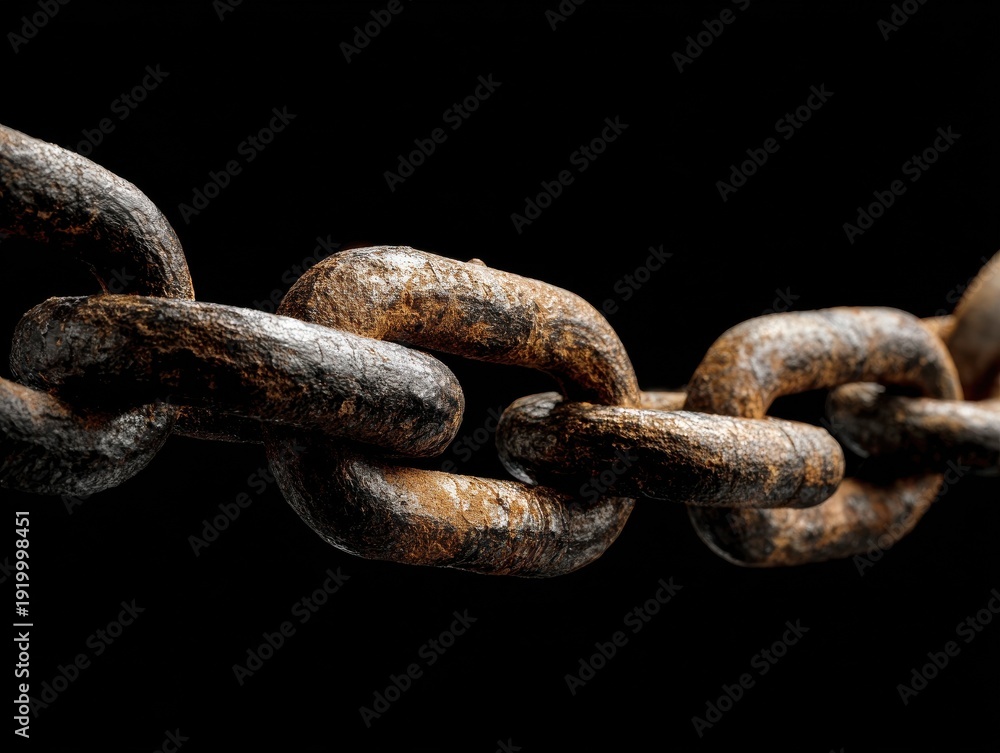 Fototapeta premium chain segment isolated on a black background