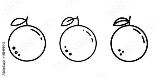 Orange fruit icon with leaves, citrus symbol, healthy food, vitamin C source, fresh produce, organic ingredient, summer fruit, natural refreshment, juicy sphere, sweet snack, simple illustration