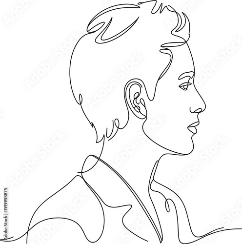 Professional black and white sketch of male face side view