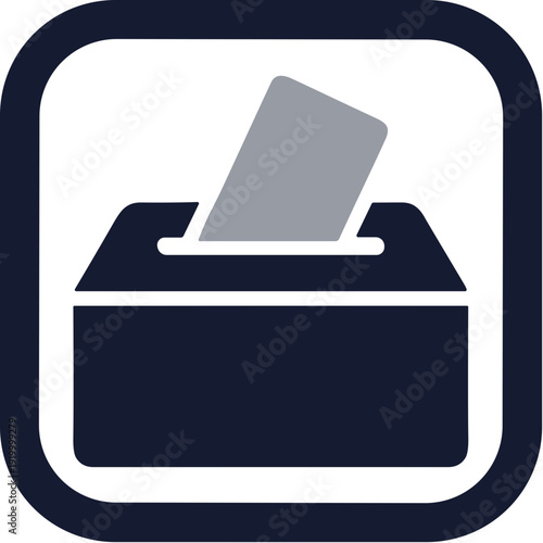 Simple Line Ballot Box with Paper Icon Political Campaign