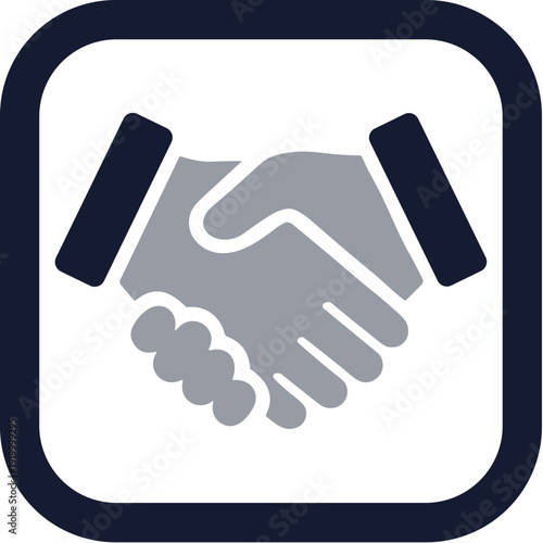 Minimalist Outline Handshake Symbol in Square Frame Business Icon