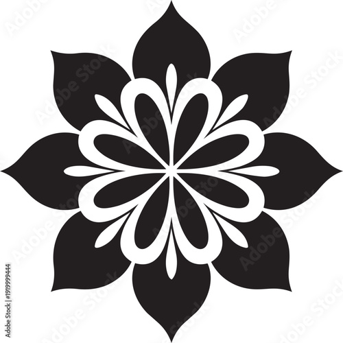 Mandala black vector silhouette