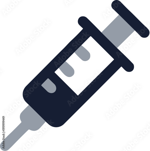 Simple Flat Injection Syringe Vaccination Medical Instrument Healthcare Icon Illustration
