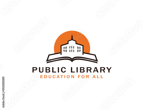 Public library logo with education theme