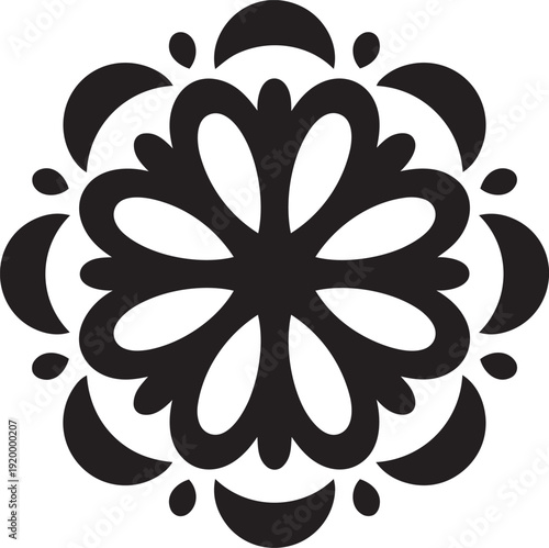 Mandala black vector silhouette