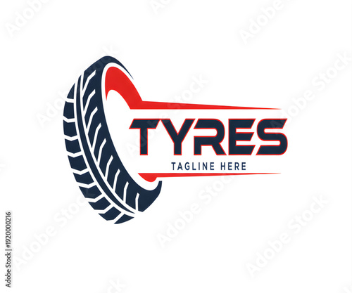 Tyre logo for automotive service shop on white background