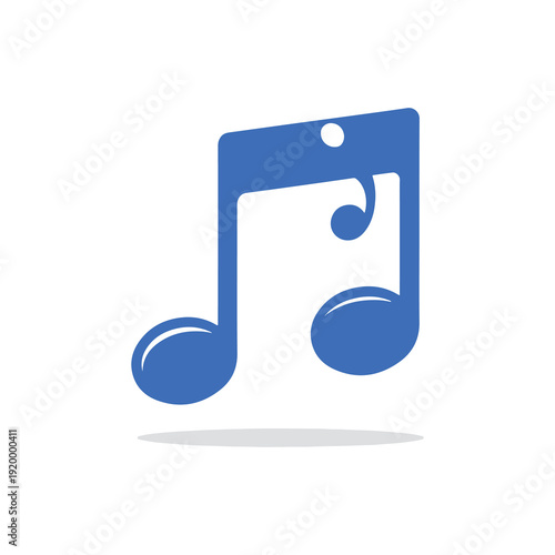 Blue musical notes symbolize music and melody in minimalistic illustration