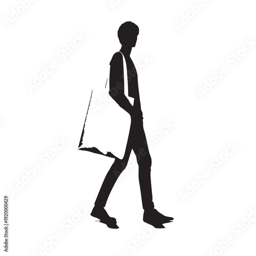 Black Using cloth bag  Silhouette Vector, High Quality Illustration on White Background