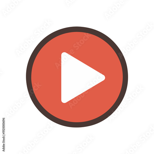 Bold red play button icon centered on a clean white background