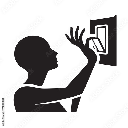 Black Turning off lights Silhouette Vector, High Quality Illustration on White Background
