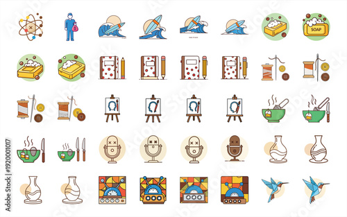 Vibrant icons for business, art, and everyday life